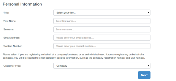 Registration process step 1